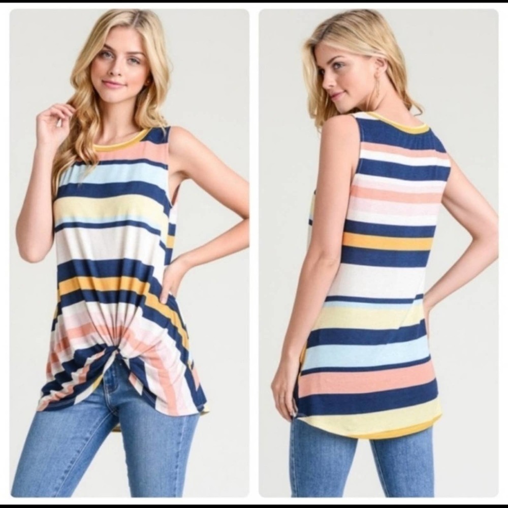 Color Blocked Sleeveless Striped Top